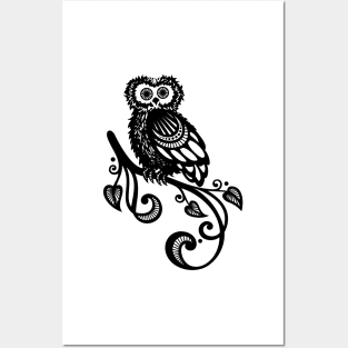 Decorative Owl on Ornate Branch Posters and Art